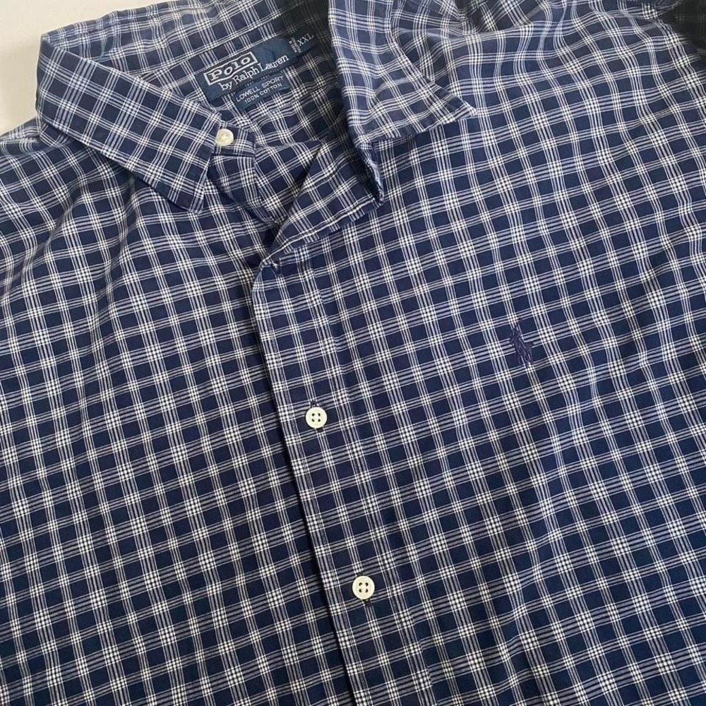 Polo Ralph Lauren Lowell Sport Plaid Button Down Shirt 2XL Blue Cotton